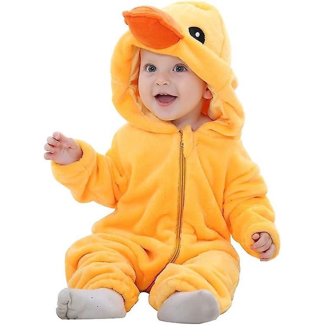 Mameluco con capucha para bebés y niñas, pijamas de franela, monos para bebés con forma de animales de dibujos animados (tamaño pato (90) Rojo Verde Cocina, Decoración y Otros