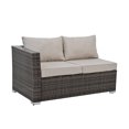 thumbnail image 4 of 4 Pieces Patio PE Wicker Furniture Set, All-Weather Outdoor Sectional Conversation Set with Removable Thick Cushion, Tempered Glass Table & Pillows, Waterproof, Rust-Proof &UV Protection, Light Gray, 4 of 8