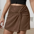 thumbnail image 2 of EDFBUYKRS Female Skirts Knee Length Skirt with Pockets Plaid Autumn Wrap Skirt High Waist Mini Pencil Style Wear Elegant Suede Bodycon Slim Fit Short Skirt, 2 of 9