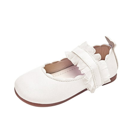 Gvdentm Toddler Girls Dress Shoes Little Kids School Uniform Shoes Formal Casual Oxfords Wedding Loafer Flats Toddler Shoes Size 7 (2.5 White)