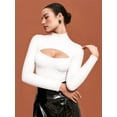 thumbnail image 2 of MOYIKO Mock Neck Cutout Front Tops Long Sleeve Body Suits for Womens,Size S-XXL, 2 of 7