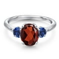 thumbnail image 3 of Gem Stone King 925 Sterling Silver Red Garnet and Blue Created Sapphire Engagement Ring for Women | 2.63 Cttw | Oval 9X7MM | Gemstone January Birthstone | Size 7, 3 of 6