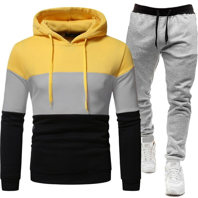 Men's Suits Product Category - Two Piece Hooded Athletic Tracksuit for Casual Wear Running Jogging and Sport Set