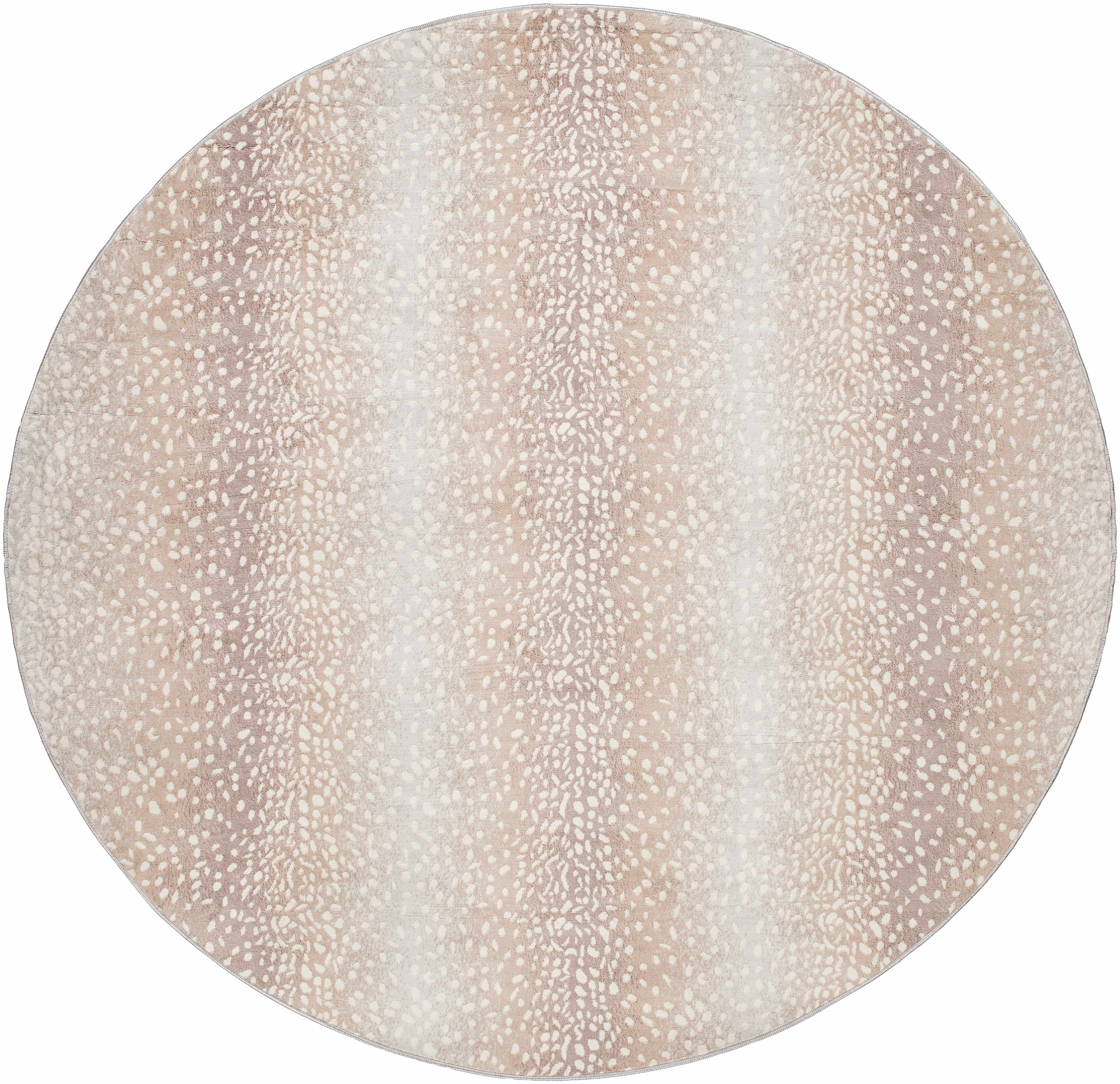 Hauteloom Pointblank Modern Animal Print Area Rug for Living Room, Bedroom - Bohemain Leopard Print Carpet - Contemporary Antelope Print Rug - Gray, Brown, Beige - 7'10" Round Rug