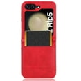 thumbnail image 2 of Dteck for Samsung Galaxy Z Flip 5 5G Case, Shockproof Slim Fit Premium Retro PU Leather Hard PC Wallet Case with Card Slots Protective Phone Case Cover (2023), Red, 2 of 6