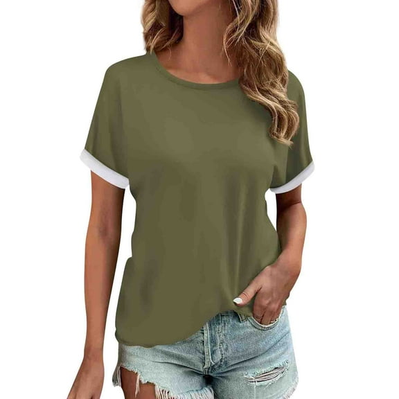 Women's Summer Tops Women's Fashion Short Sleeves Round Neck T Shirts Casual Summer Tops Basic Tees