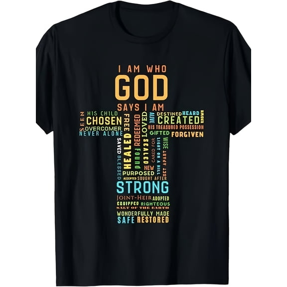 I Am Who God Says I Am Christian Faith T-Shirt - Unisex Religious Verse Tee Comfortable Breathable Cotton Crew Neck Casual Wear