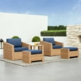 thumbnail image 3 of CHITA 2-Piece Outdoor Swivel Light Brown Wicker Chair with Cushion, Blue, 3 of 8