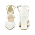 thumbnail image 5 of BLISSFUL STEP Pointed Toe Cross Straps Block Heel Lace Pumps for Women, 5 of 6