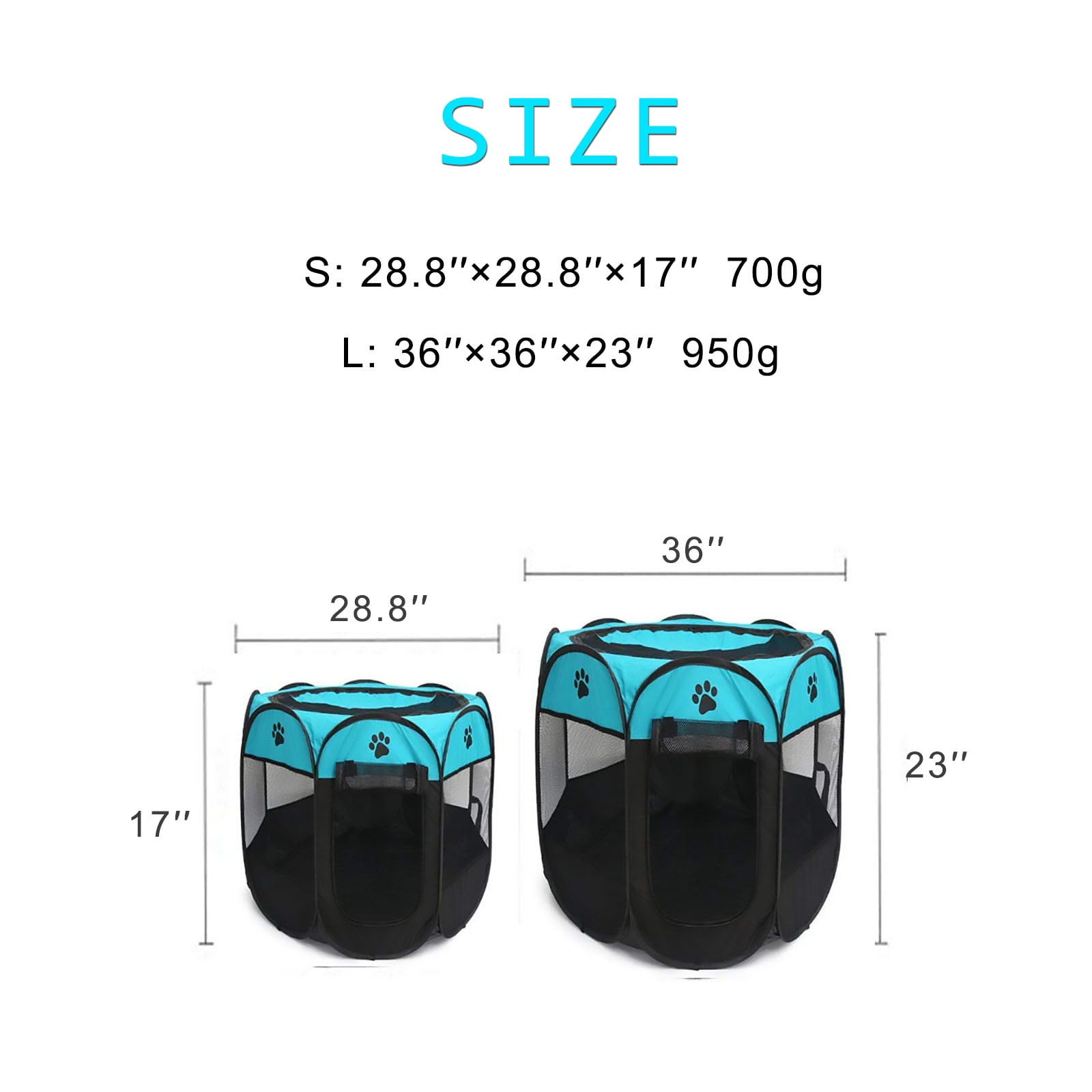 Soft Foldable Pet Tent 8-Panel Pop-Up Dog Crate with carrying bag Portable Playpen for Dogs, Cats, and Other Small Animals