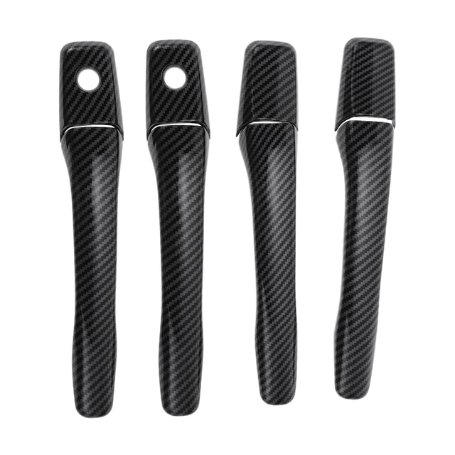 Recubrimiento de manija de puerta de automóvil Unique Bargains, recubrimiento de manija de puerta lateral, para Mitsubishi Lancer EVO 2002-2007, ABS Fibra de Carbono Negra 1 juego