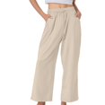 thumbnail image 2 of BILIKEYU Women's Pure Cotton And Linen Wide Leg Pants, Stretchy Work Pants for Women, Jeans for Women, Lounge Pants Women, 2 of 6