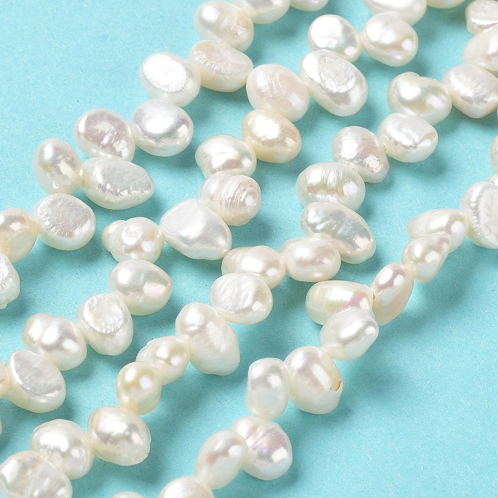 1Strand Natural Keshi Pearl Beads Strands Cultured Freshwater Pearl Grade 4A Baroque Pearls Rice White 7~10x5~6.5x4~4.5mm Hole: 0.7mm about 69~74pcs/strand 13.78''(35cm)