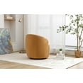 thumbnail image 3 of Swivel Barrel Chair, Modern Round Accent Chair with Black Powder Coating Metal Base, Teddy Fabric Single Sofa Chair for Living ROOM, Bedroom（khaki）, 3 of 9