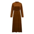 thumbnail image 4 of Womens Velvet Long Sleeve Maxi Dress - Turtleneck Tunic Solid Color Elegant Wedding Guest Party Cocktail Evening Party, 4 of 6