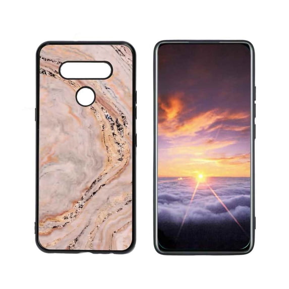 Compatible with LG Q51 Phone Case, Marble-145 Case Men Women, Flexible Silicone Shockproof Case for LG Q51