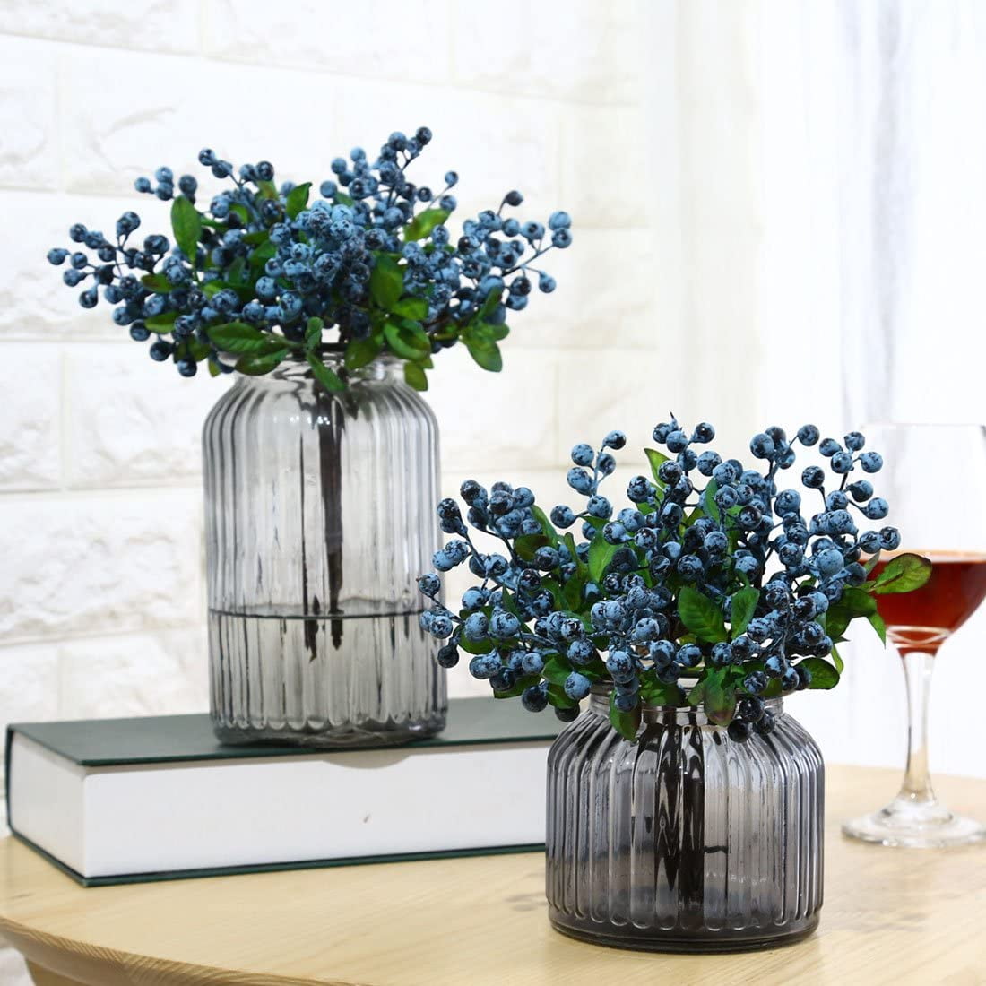Artificial Plastic Fruit Berries Branch DIY Wedding Xmas Floral Decor Blue 