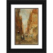 Emil Jakob Schindler 17x24 Black Ornate Framed Double Matted Museum Art Print Titled: A Street in the Amsterdam Jewish Quarter