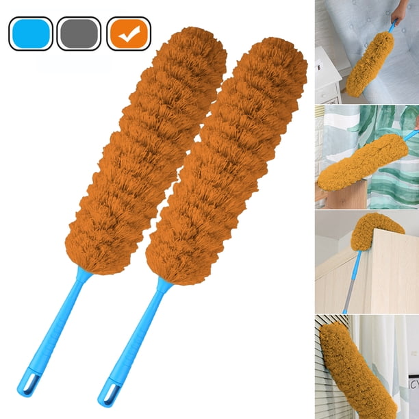 2/1 plumero de microfibra ajustable, con cabezal flexible, plumero extensible para limpiar ventiladores de techo alto, techo interior, telaraña, polvo hueco, uso húmedo o seco Adepaton CJWUS-3432