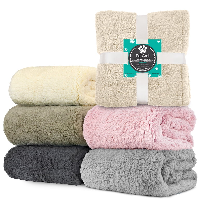 PetAmi Fluffy Waterproof Dog Blanket, Queen 90x90 Beige photo 8