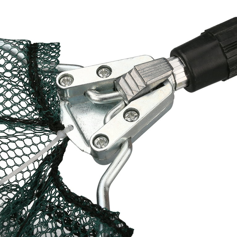 Folding Aluminum Fishing Landing Net Fish Net with Extending Telescoping Pole Handle, Size: 17, Green