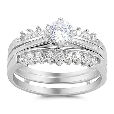 Sac Silver Choose Your Color White Cz Elegant Simple Wedding Ring Choose Your Color White Cz Elegant Simple Wedding Ring Set New 925 Sterling Silver Band