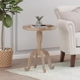 thumbnail image 1 of French Country Accent Table, Distressed Wood End Table with Lipped Tabletop, Rustic Farmhouse Side Table for Living Room, Bedroom & Entryway, Pedestal Shape, 1 of 5