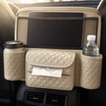 thumbnail image 5 of Car Seat Organizer Between Seats Leather Backseat Storage Bag • Multifunctional Car Organizer • Tissue Dispenser Cup Holders Mesh Pocket Auto Seat Back Hanging, 5 of 7