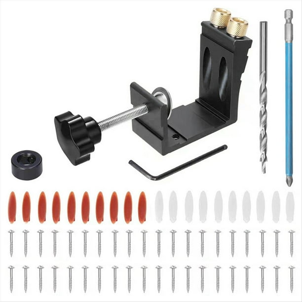 Kit de 45 Plantillas para Agujeros, Brocas para Espigas, Tornillos para Carpintería, Guías para Carpintería, Herramienta para Ángulos de Unión, Localizador de Carpintería, B