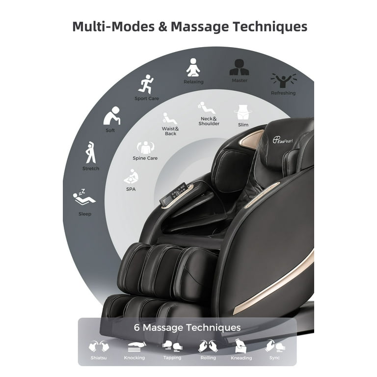 bistroLe Pera AL-100 ブラックシート Easpearl 4D Zero Gravity Massage Chair, SL Track, Shiatsu