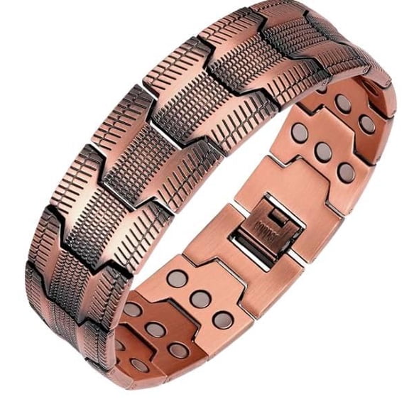 Men's Copper Bracelet,3X Strength 99.99% Pure Copper Magnetic Bracelets with Magnets,Adjustable Length with Sizing Tool