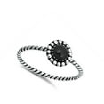 thumbnail image 4 of CHOOSE YOUR COLOR Simulated Black Onyx Bubble Halo Flower Rope Knot Ring .925 Sterling Silver Band CZ Female Size 4, 4 of 4