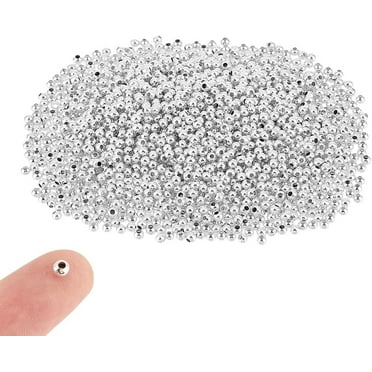 2000Pcs Round Spacer Beads Silver Beads Small Seamless Beads Smooth Loose Beads 1.5mm Hole Metal Ball Tiny Beads for Bracelet Bikini Belly Chain Layered Satellite Jewelry Making 3x3mm