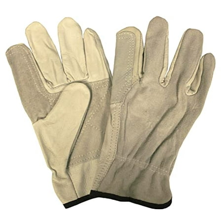 

12-Pack of Cordova 8261L Grain Cowhide Driver Work Gloves Split Leather Double Palm & Back Keystone Thumb Unlined Large