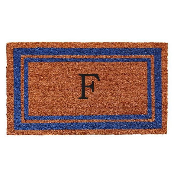 Calloway Mills Blue Border 18" x 30" Monogram Outdoor Doormat (Letter F)