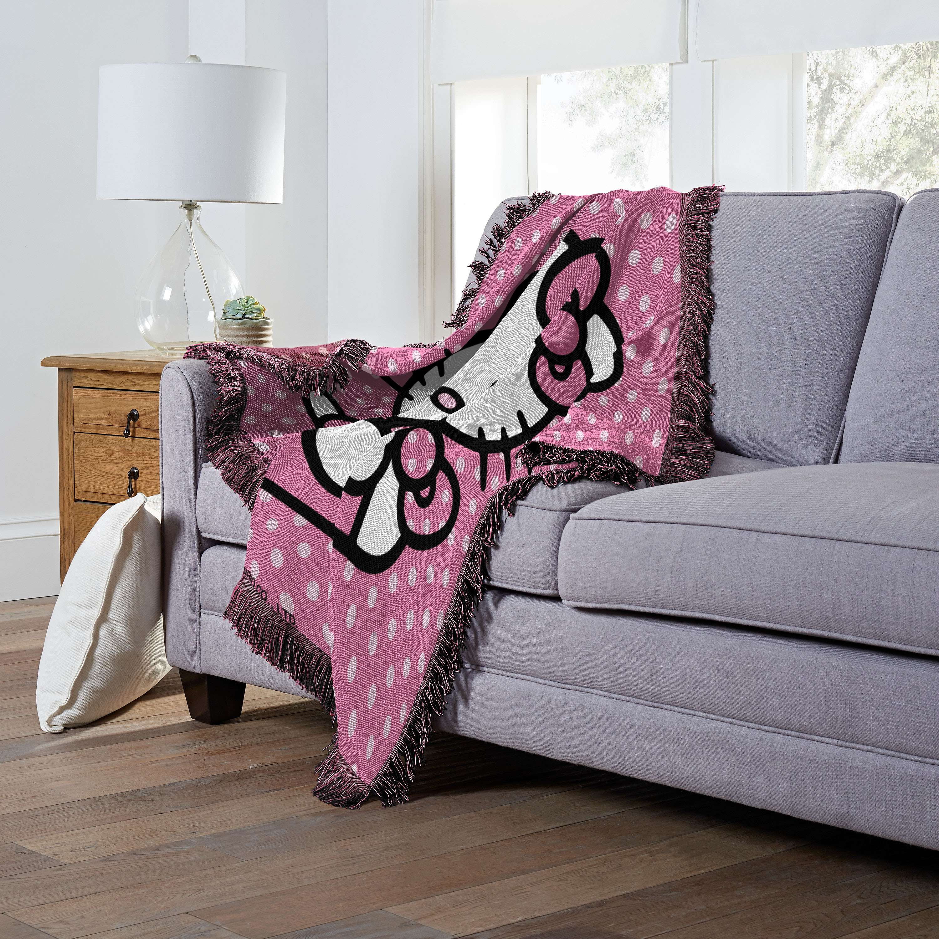 Hello Kitty Perfect Polka Dots Kids Jacquard Throw Blanket, 46 x 60 inches