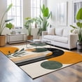 thumbnail image 3 of Area Rugs 4'x6'. Boho Middle Century Carpet Runner Indoor Outdoor Rugs Home Decor Aesthetic, Abstract Orange Geometric Leaves Non Slip Mats Washable Accent Rug for Living Room Bedroom, 3 of 8