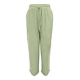 thumbnail image 4 of Linen Pants Women Summer Beach Vacation High Waist Wide Leg Comfy Flowy Trousers with Pockets, 4 of 6