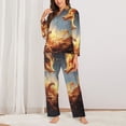 thumbnail image 2 of Gukieu Red And Gray Flame Fox Print Women's Long Sleeve Pajama Set, Button Top Elastic Pocket Pajama Pants Two Piece Set Home Wear-XX-Large, 2 of 7