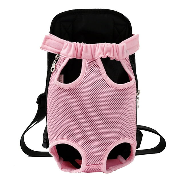 Portador portátil para perros y gatos para exteriores, mochila frontal transpirable con patas hacia afuera, bolsa de viaje (rosa-xl)