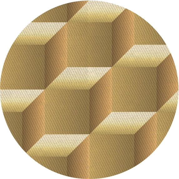 Ahgly Company Indoor Round Patterned Cantaloupe Orange Area Rugs, 5' Round