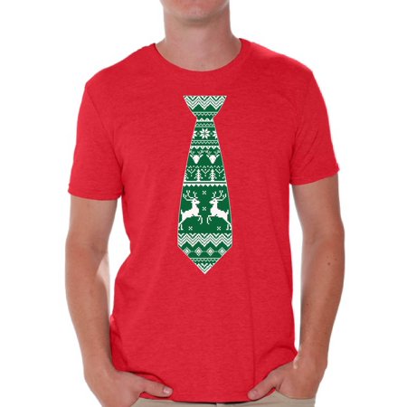 Christmas Gift For Him Awkward Styles Christmas Tie Shirt Tie Men's Christmas Costume Tie Tshirt Christmas Holiday Top Christmas Tshirts for Men Funny Tie Shirt Christmas Gift for Him Christmas Party Outfit for Men ()