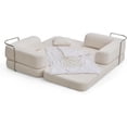 thumbnail image 5 of 74.8''Convertible Floor Sofa Bed with Pillow & Blanket, Compact Memory Foam Guest Sleeper with Enhanced Sturdy Frame, Foldable Lounger Couch for Living Room, Bedroom, Small Spaces (Cream), 5 of 5