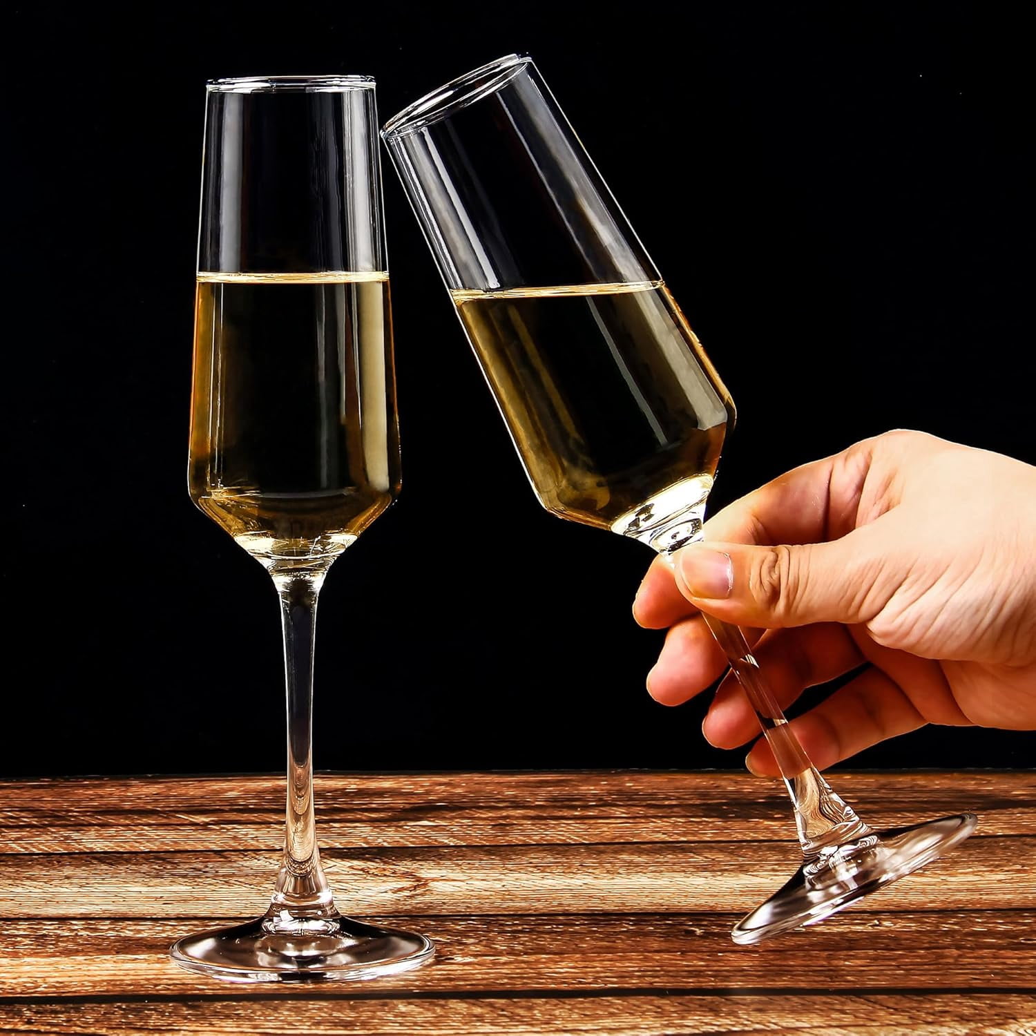 6 Oz Cylinder Champagne Flutes Set Of 12, Long Stemmed Crystal Clear Champagne Flute Glass Set, Sparkling Wine Glass for Home Party Wedding Anniversary Birthday Christmas