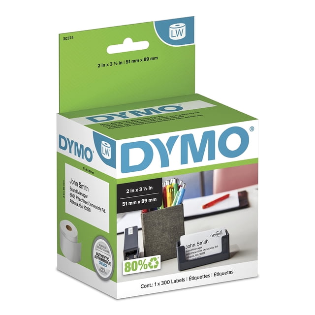 Cartulina de presentación DYMO blanca 2x3-1/2 300 etiquetas
