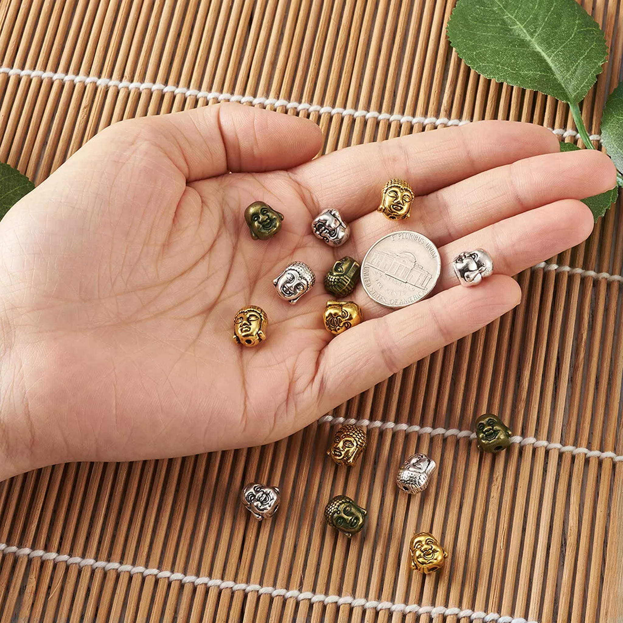 EOEMY 60Pcs Tibetan Alloy Buddha Beads Mini Metal Loose Spacer For Buddhist 10~11mm