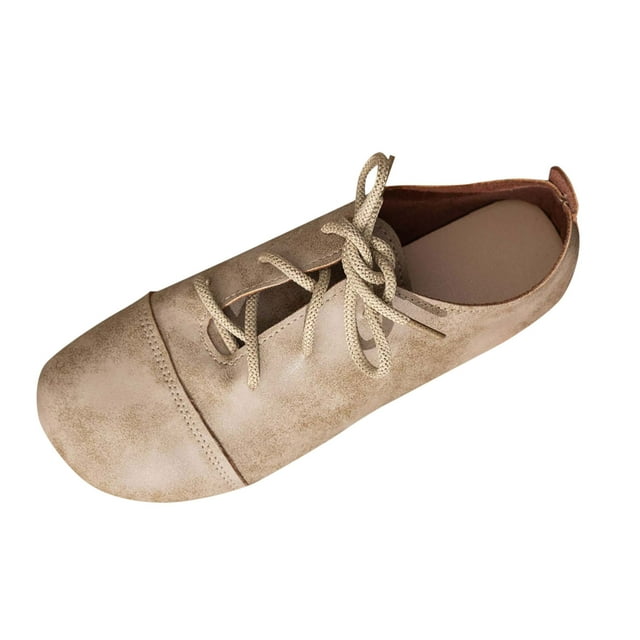 Khaki Women'S Retro Loafers With Flat Sole For Spring And Summer Ideal For Warm Weather And Relaxation With Comfort