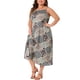 thumbnail image 4 of Vestido de verano sin mangas de talla grande para mujer Agnes Orinda, tirantes de espagueti, sin espalda, patrón casual, vestido maxi 3X verde marrón, 4 of 6
