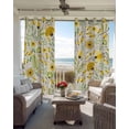 thumbnail image 3 of Abstract Botanical Black Out Curtains 72 Inch Long, Light Blocking Drapes with Black Liner, Vintage Yellow Green Flower Leaf Plant Thermal Blackout Curtains for Bedroom Living Room 52"x72" 2 Panels, 3 of 8