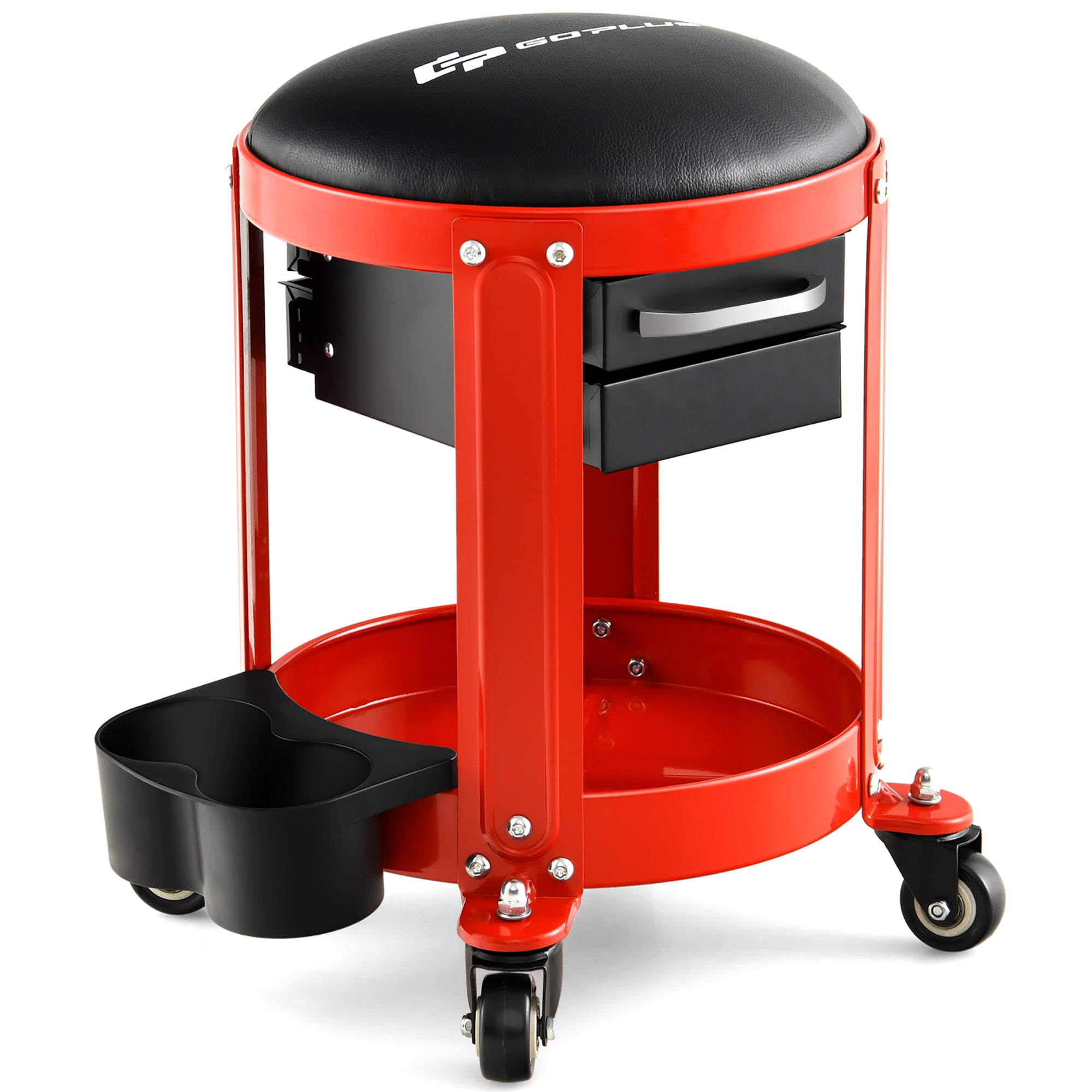 Goplus Workshop: Rolling Mechanic Stool with Drawers, 330 lbs